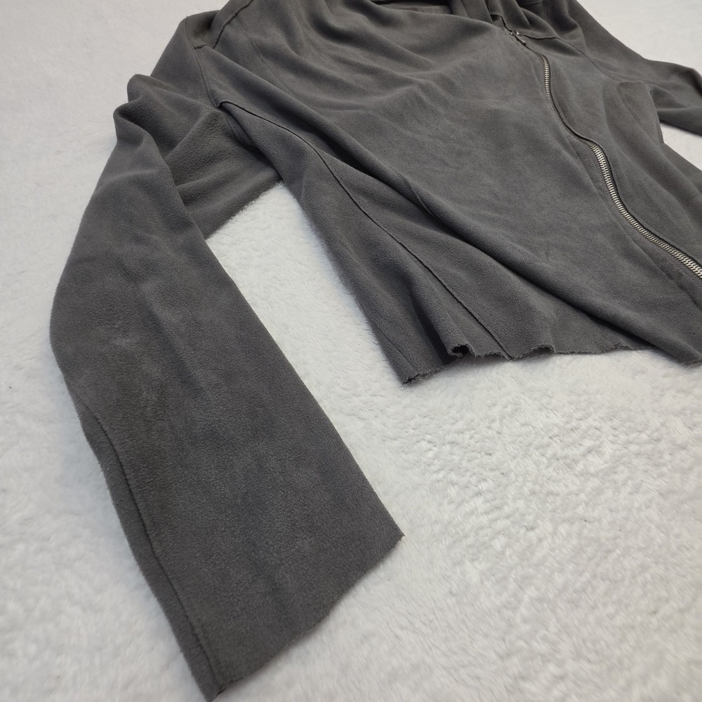 Blank NYC Gray Moto Jacket Knit Drape Collar Asymmetrical Zip Women's Medium - Picture 6 of 12